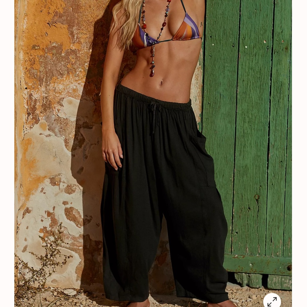 Free People Black Relaxed Wide Leg Pants